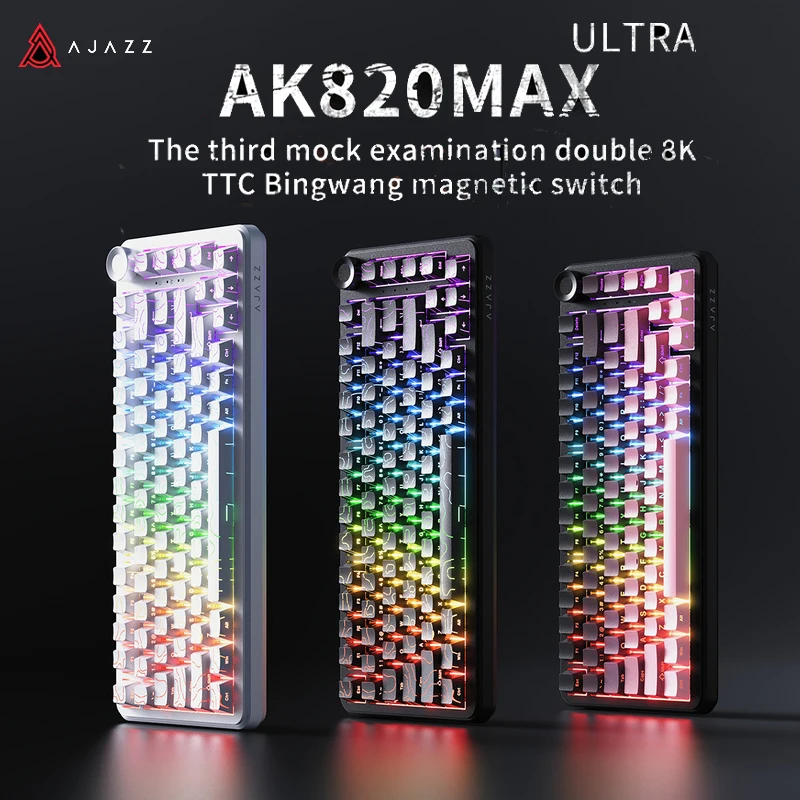 

Ajazz Ak820max Ultra Magnetic Axis Mechanical Keyboard Triple Mode Wireless Bluetooth E-Sports Gaming 0.01mm Global Accuracy