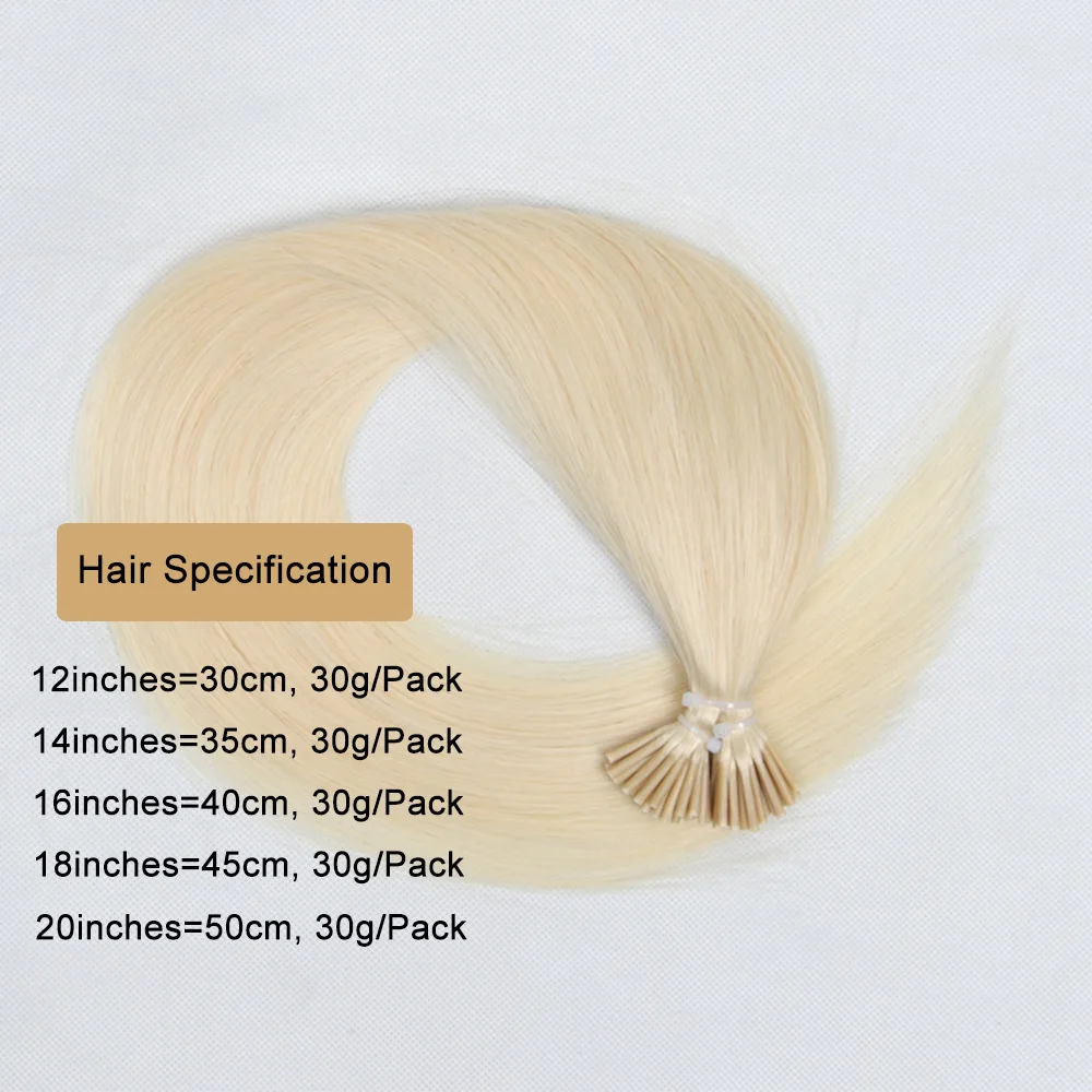 Straight I Tip Microlink Hair Extensions Human Hair 50strands/Set Capsule Keratin Natural Fusion Micro Ring Human Hair Extension