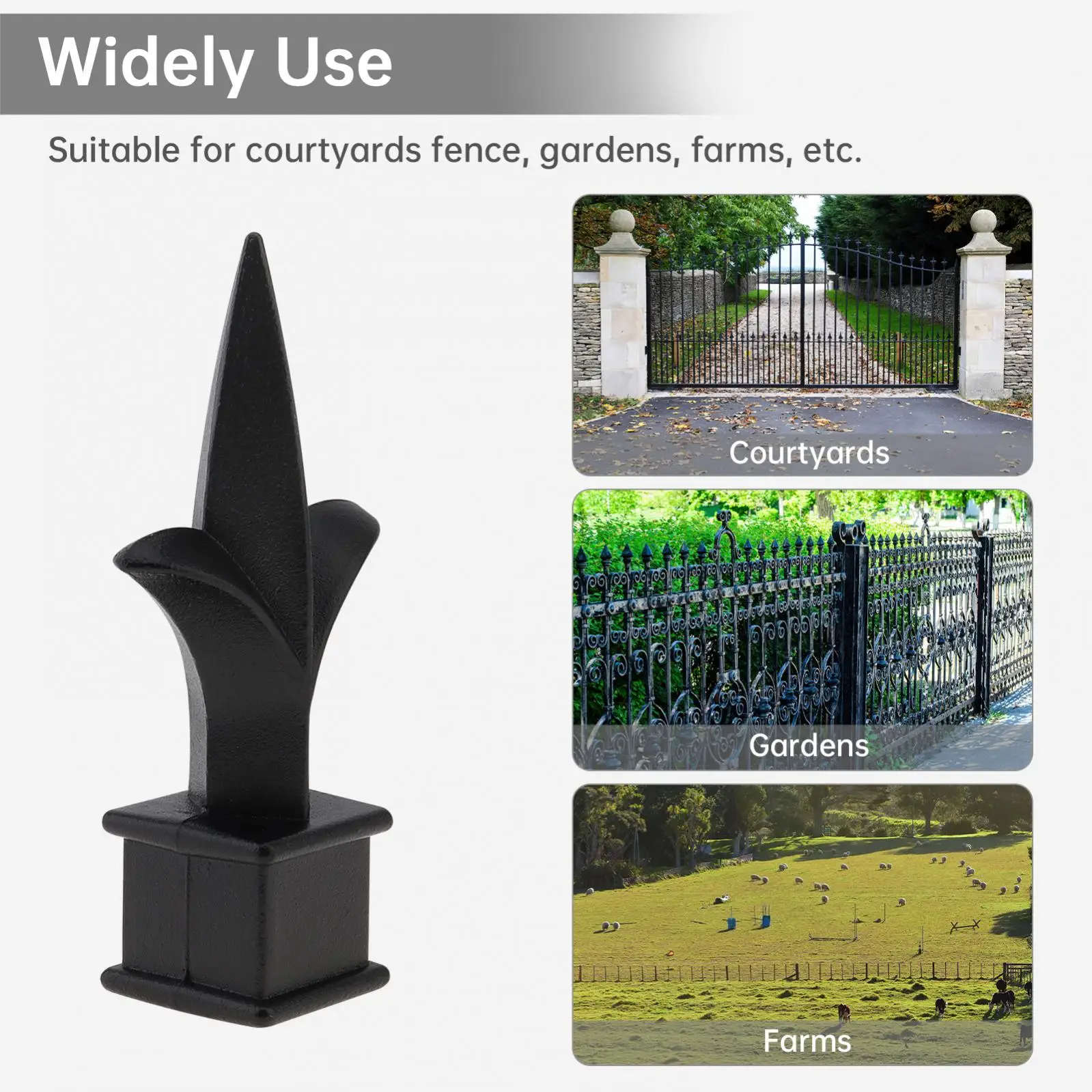 5/8 inch Coating Aluminum Alloy Spear Fence Caps for Yard Privacy / Animal Barrier, Decorative Metal Fence Finials