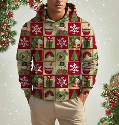 Classic And Fashion Christmas men's Hooded Sweatshirt Street Fun Santa Claus 3D Printed Sports Shirt Autumn Snowman men's Hoodie