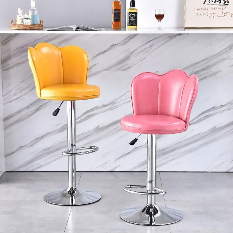 Bar Counter Rotates and Lifts Backrest Front Desk Chair Home High Stool Round Stools Beauty Nail Art Chair Living Room Furniture