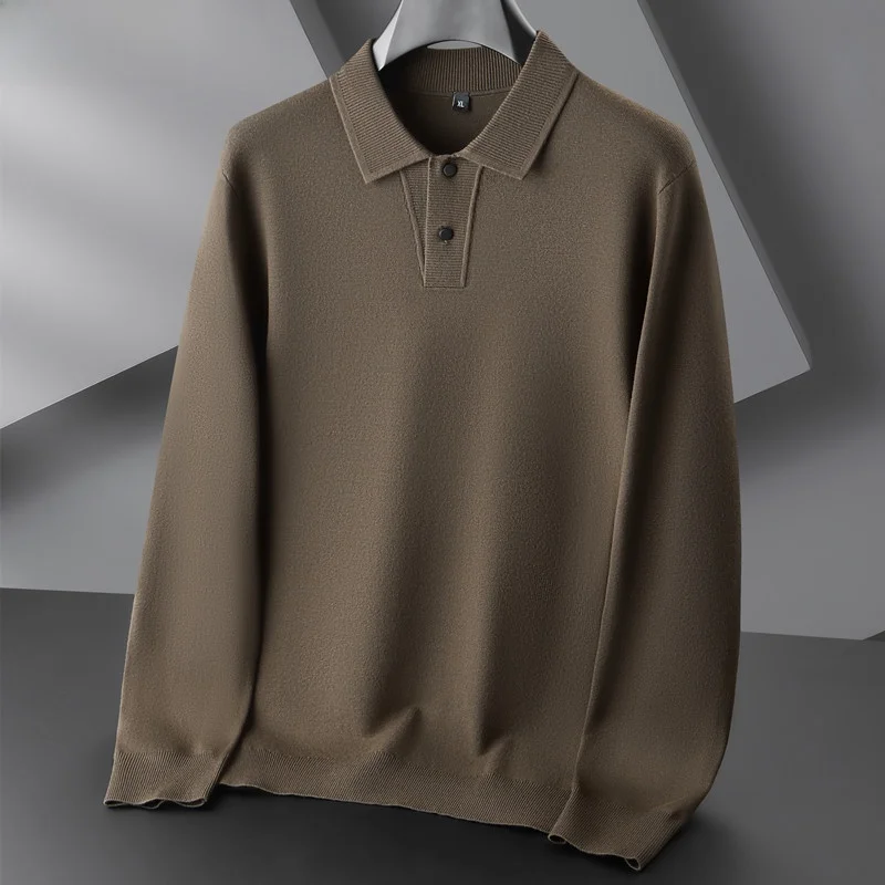 plus Size Men's Knitted Sweater  Shirt Loose Fit Autumn Winter Fashion Urban Style Long Sleeve Pure Color Base Layer Top