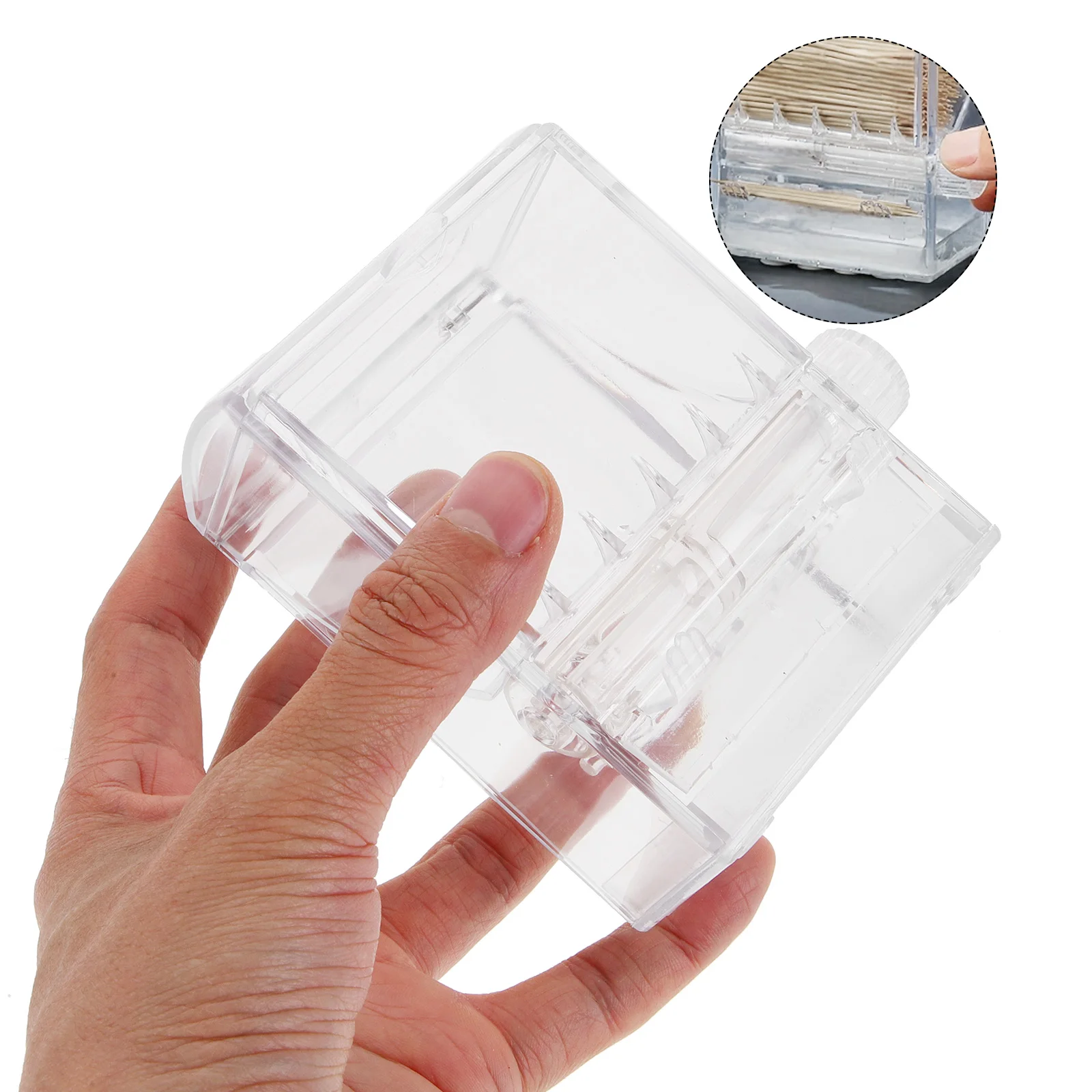 

Automatic Toothpick Holder Portable Creative Dispenser Container Reusable Box For Home Restaurant Hotel Transparent Rotating