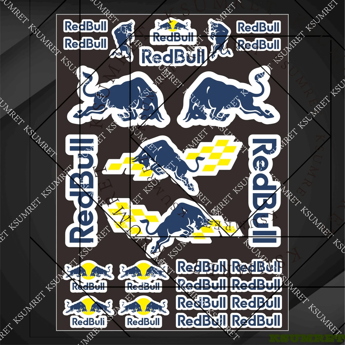 Vinyl For Red Bull Sticker Motorcycle Tank Decal Set Black Red Blue Gold