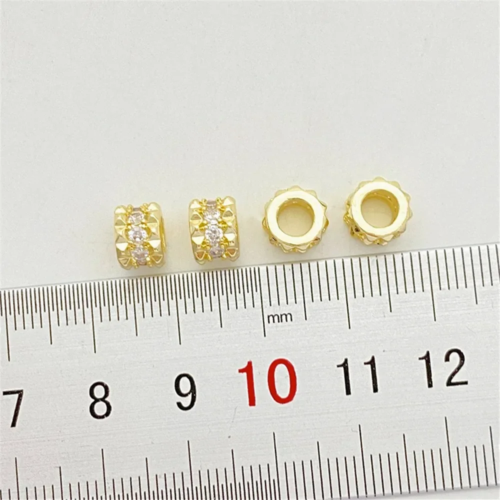 

14K Bag Gold Inlaid Zirconium Rivet Transfer Bead Spacer Handmade DIY Beaded Bracelet Necklace Jewelry Material Accessories