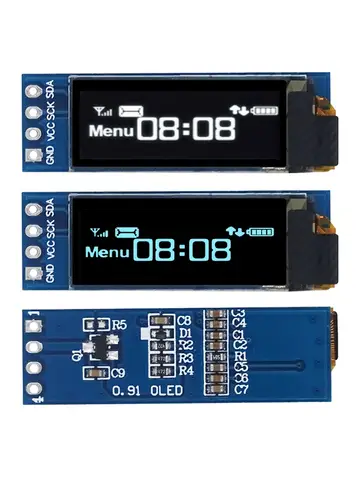 I2C OLED Display Module 0.91 Inch I2C SSD1306 OLED Display Module White / BLUE I2C OLED Screen Driver DC 3.3V~5V for Arduino