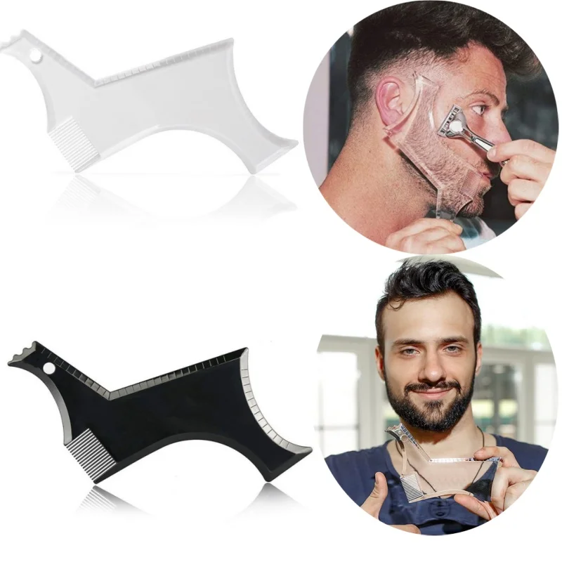 الرجال البلاستيك الأسود الشارب صب مشط تصويب مشط القاطع اللحية نمط الملحقات مكافحة Detangler صب المتقلب حاكم #3