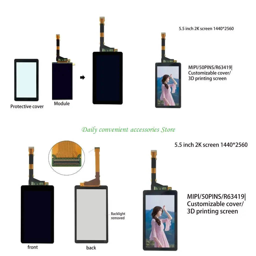 

97QB 5.5 Inches LCD Display Screen for Sharp LS055R1SX04 3D Printer Part Accessories