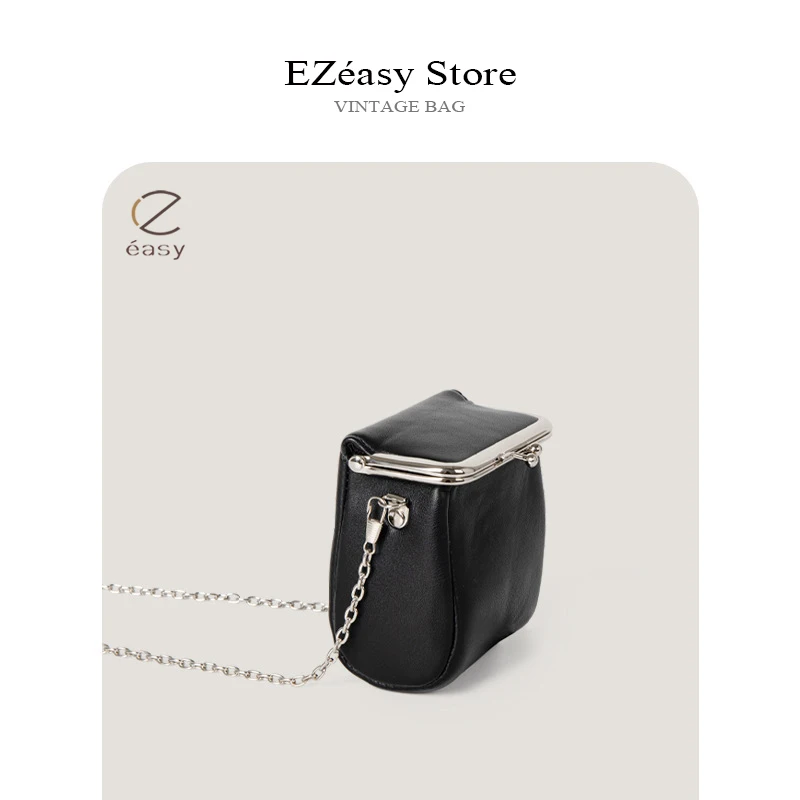 EZeasy Light Luxury Niche Designer Mini Shoulder Bag Vintage Mini Lipstick Trendy Chain Cross Body Clip Small Box Bags for Women