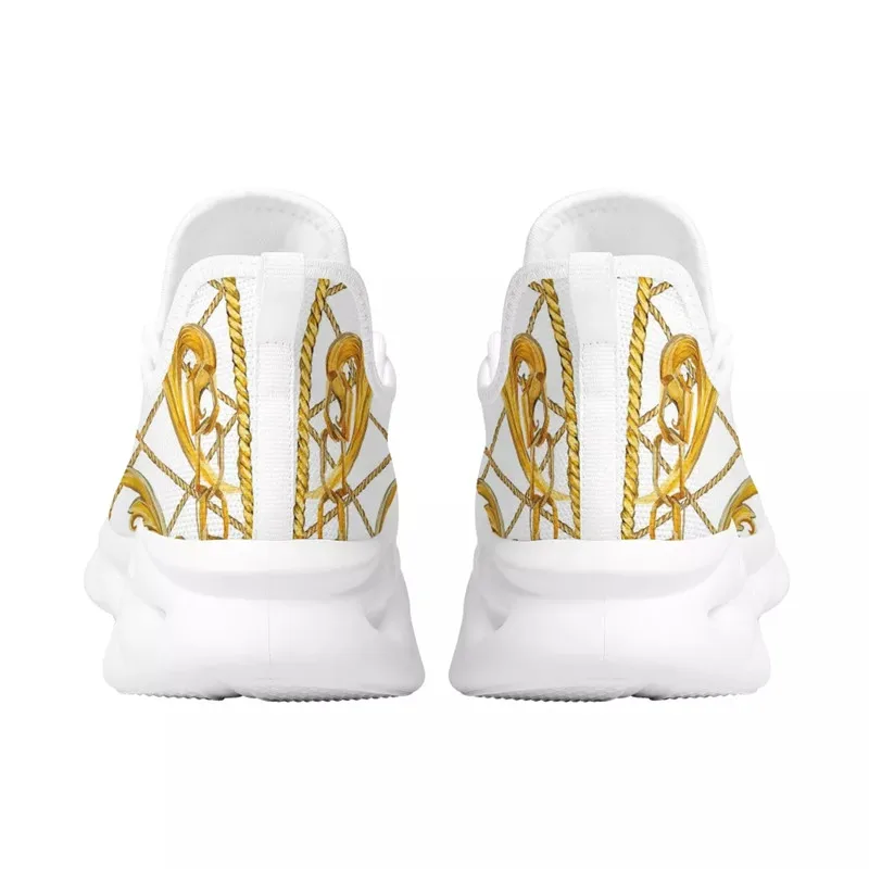 WHEREISART Luxury Golden Floral Women Hot Sale Sneakers Soft Outdoor Sport Platform Couple Casual Flat Holiday Shoes Dropship