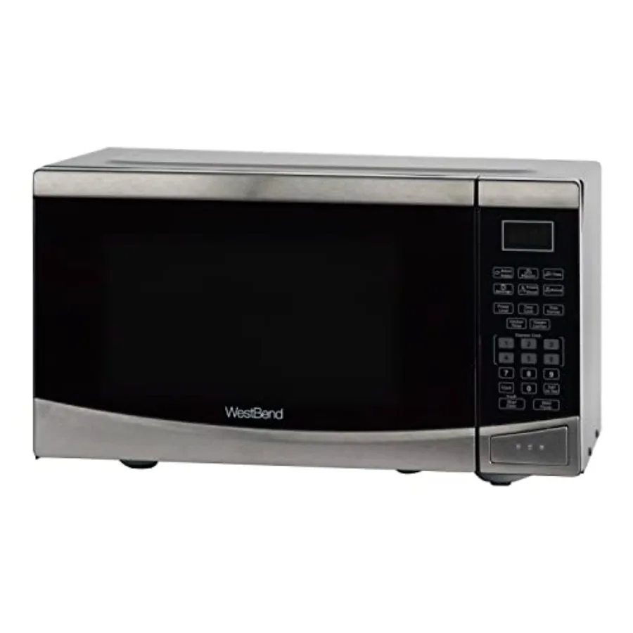 Microwave Oven 900-Watts Compact with 10 Power Levels and 6 Pre Cooking Settings Speed Defrost Electronic Control Panel and Gla