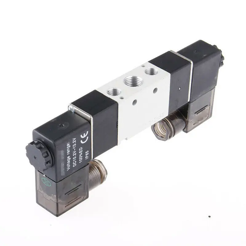 1 قطعة 4V220-08 هوائي الملف اللولبي صمام 5 طريقة 2 موقف 1/4 "سبائك الألومنيوم الداخلية E DC12V ، DC24V أو AC110V AC220V