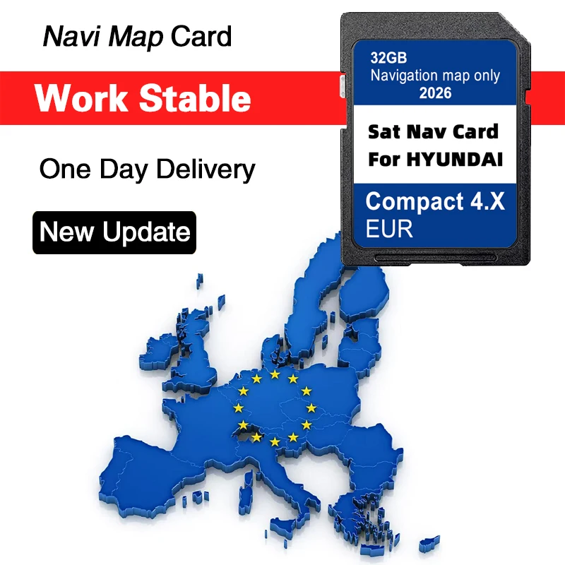 

for Hyundai H350 i40 i40VFIA i40VFSD i40VFSDIA Car GEN4 Navigation Compact 4.X System 2026 Maps Europe SD Card GPS 32GB