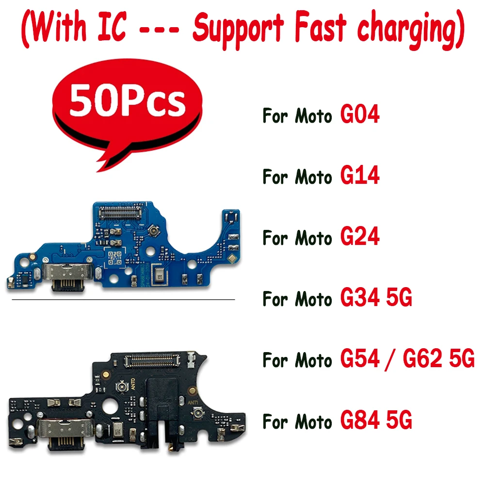 50Pcs，USB Charger Dock Connector Charging Port Micro Flex Cable Replacement For Moto G04 G24 Power G34 5G G54 G64 G84 G85 5G