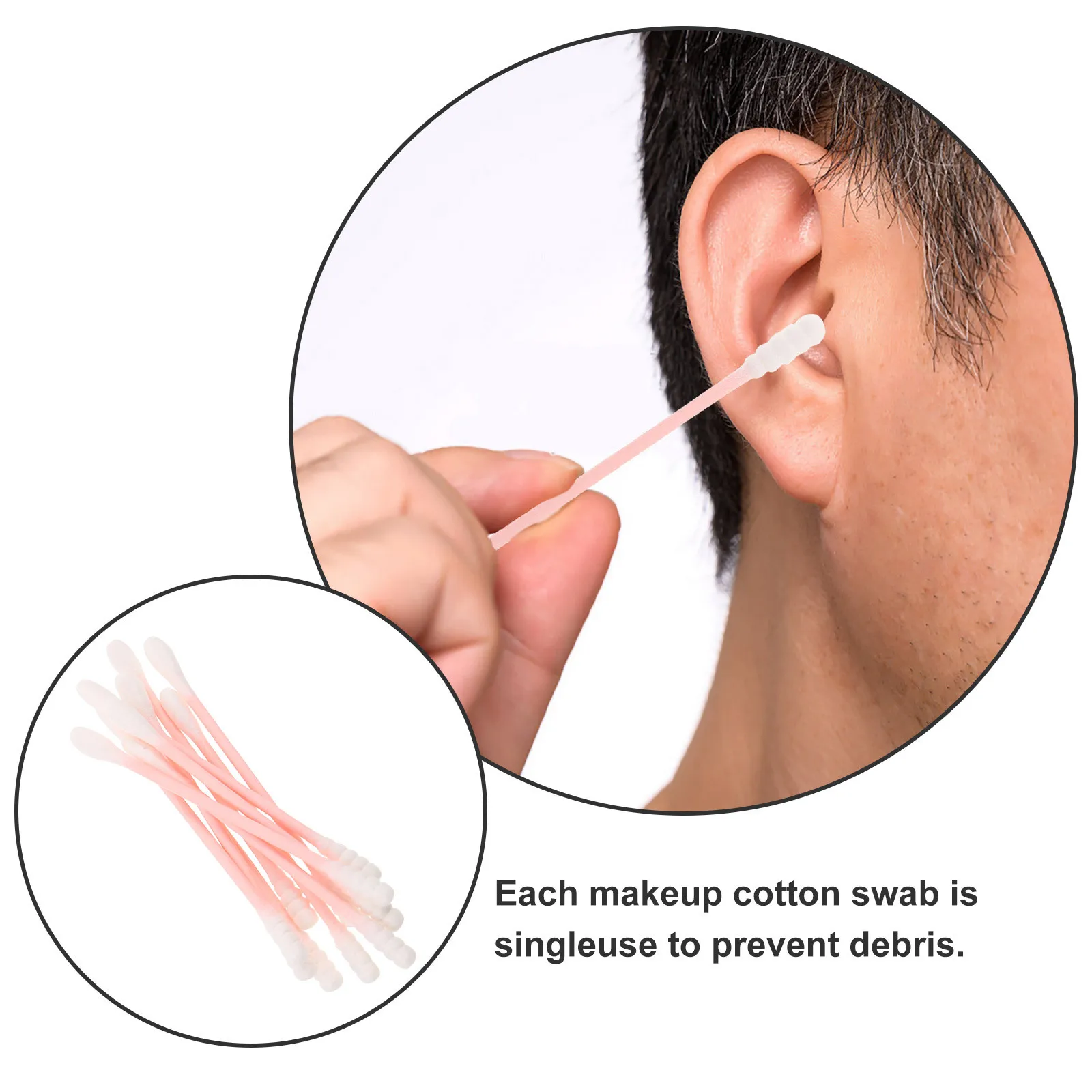 Tamponi di cotone per trucco da 500 pezzi Punta a spirale rotonda Bastoncini per pulizia di bellezza usa e getta Unghie per manicure per la pelle delicata e sensibile