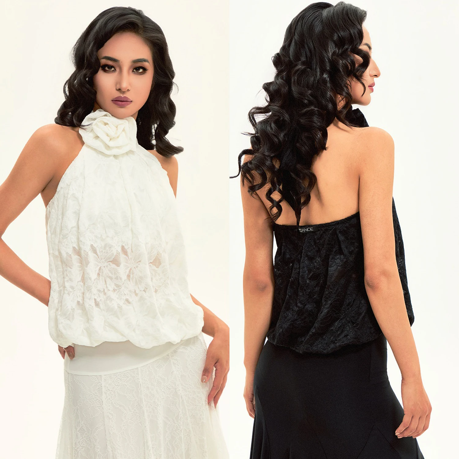 Abiti da ballo per sala da ballo Top da ballo latino Donna Valzer Abbigliamento da spettacolo di danza Senza maniche Bianco Nero Top Body in pizzo DNV24739