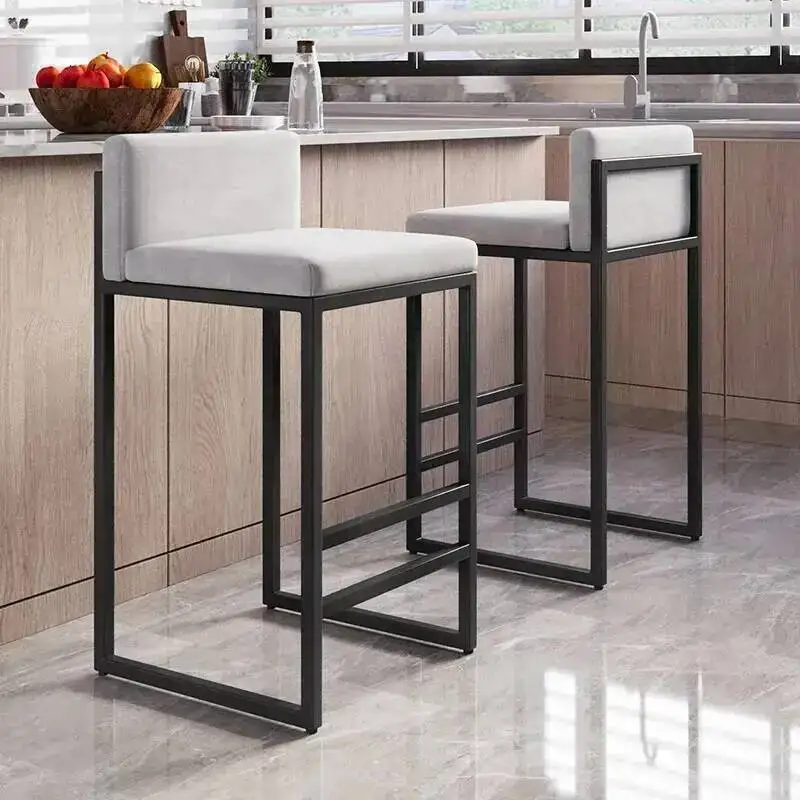 

Kitchen Reception Modern Bar Stools Midcentury Counter Single Barber Bar Chair Live Room Soft Taburete Alto Indoor Furniture