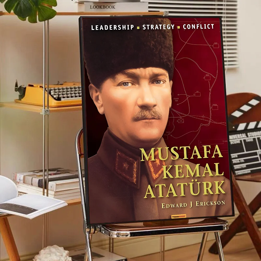 Turkish Mustafa Kemal Ataturk Classic Anime Poster Waterproof Paper Sticker Coffee House Bar Room Wall Decor