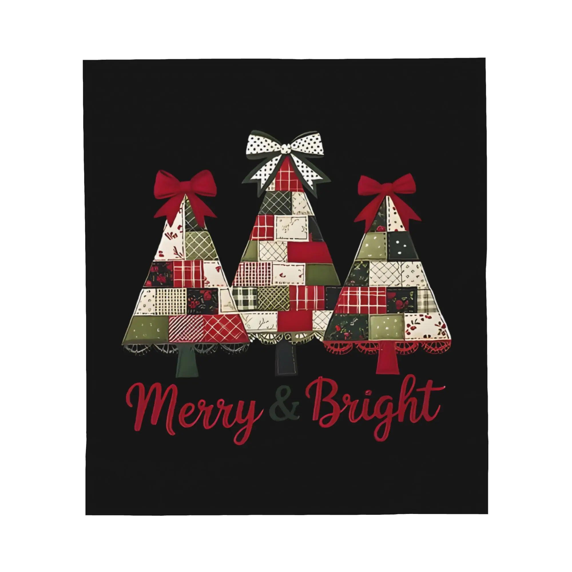 1PC Merry And Bright Patchwork Christmas Tree Blanket Throw Super Cosy Plush Living Room Sofa