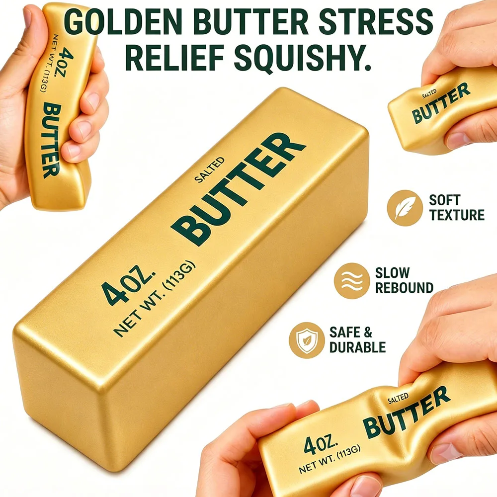 Kawaii 13.5cm Golden Butter Block Squishy Fake Food Aesthetic Room Desk Decor Ornament Slow Rebound Squeeze Surprise Gift Prop
