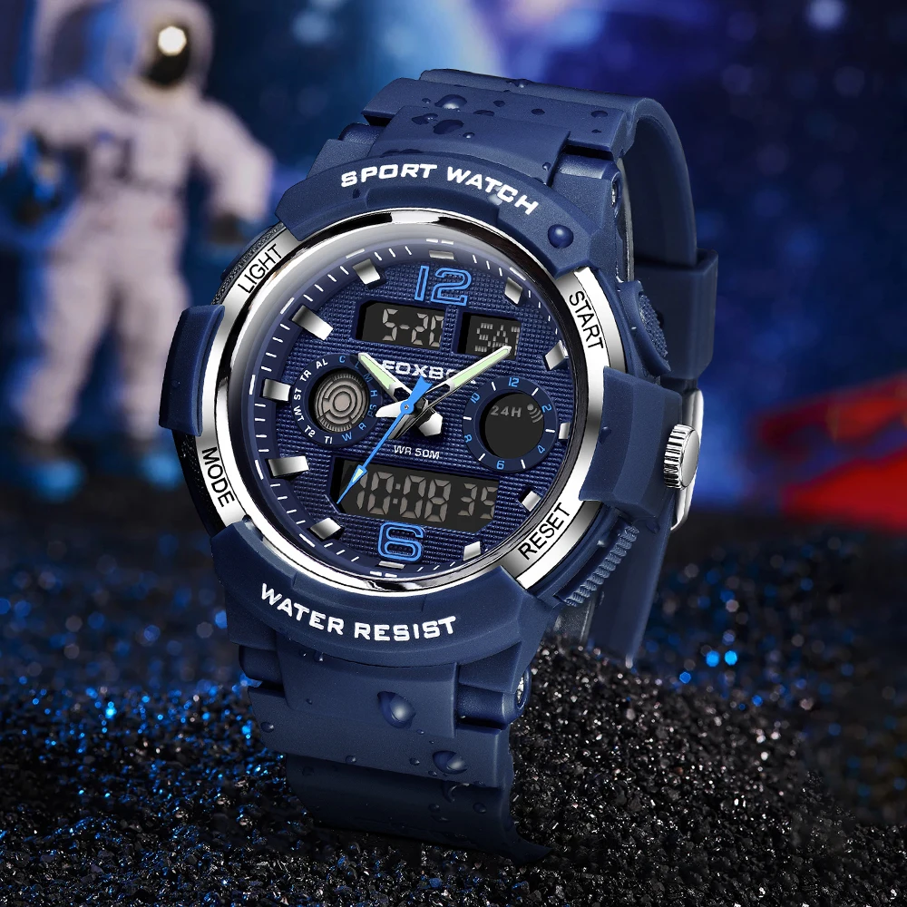 LIGE New Men's Sports Digital Electronic Watch Full Function World Time LED Auto Hand Lifting Lamp Waterproof Watch For Men