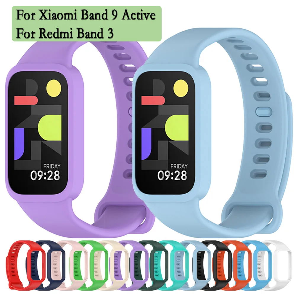 Official Wristband For Redmi Band 3 / For Xiaomi Band 9 Active Wristband Adjustable Strap High Quality Silicone Integrated Band