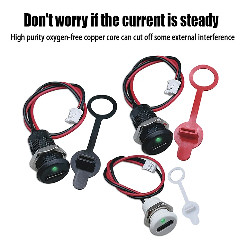 【F】USB-C 2Pin High Current Charging Socket With PH2.0 Nut Snap Lock Plate USB TYPE-C Female Waterproof Female Connector