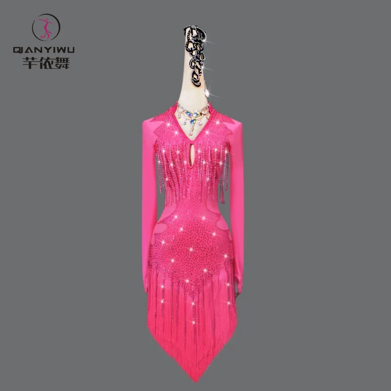 Latin Dance Dresses Sexy Adult Female Skirt Match Costumes Ladies Bodycon Womens Ballroom Samba Stage Practice Wear Evening Suit