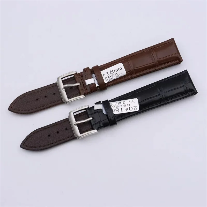 Extra-Long Soft Genuine Calfskin Watch Strap - Bamboo Knot Pattern Pin Buckle Extended Leather Band for Men & Women 18 20 22mm