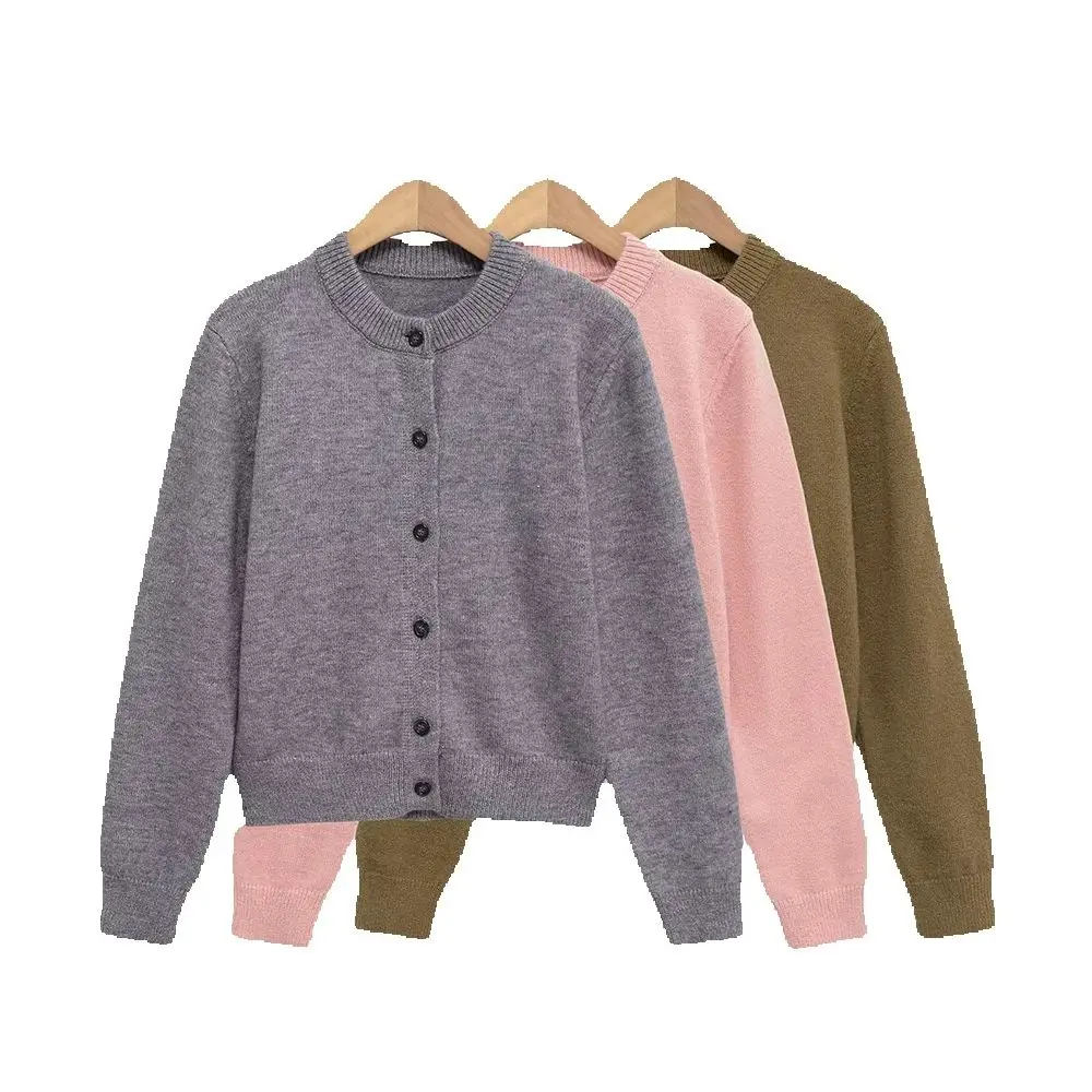 

Осенняя новая женская одежда, простой и модный кардиган из смесового хлопка и бархата с круглым вырезом и длинными рукавами, куртка-свитер