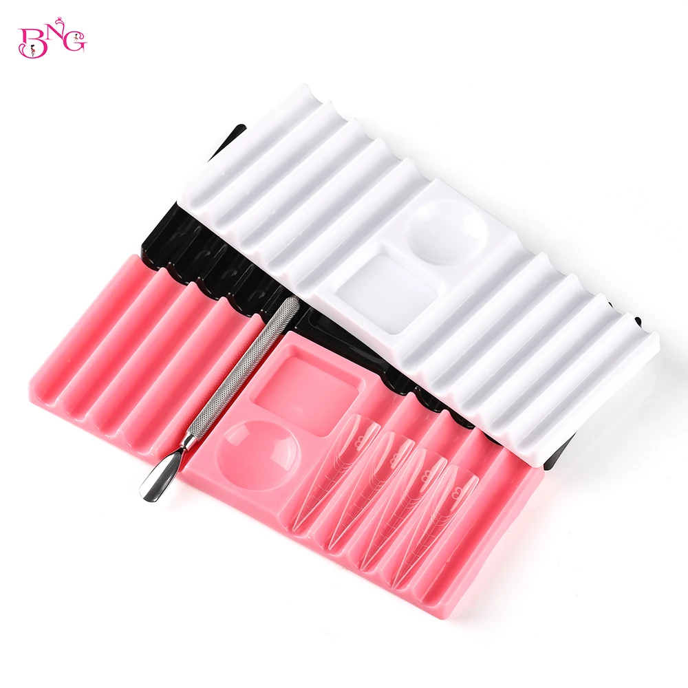 

BNG Multifunctional Dual Form Holder 10 Squares with Color Palette Nail Brush Stand for Nail Art Painting Nail Art Tools 3 Color