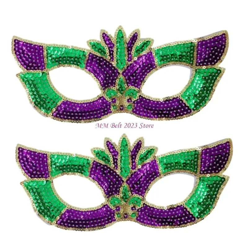 49ME 2pcs Lightweight Sequins Mask with Elastic Band Comfort Festive Occasion