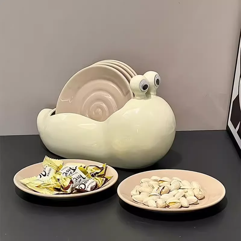 Snail Spit Bone Tray Storage Set Table Snack Tray Afternoon Tea Cake Plate Home Plates Children's Fruit Bowl Bone Saucer