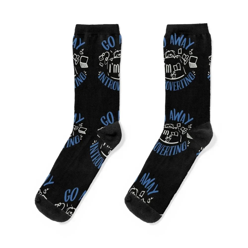 Go Away Im Introverting Socks with print gym hockey christmas gift Women's Socks Men's