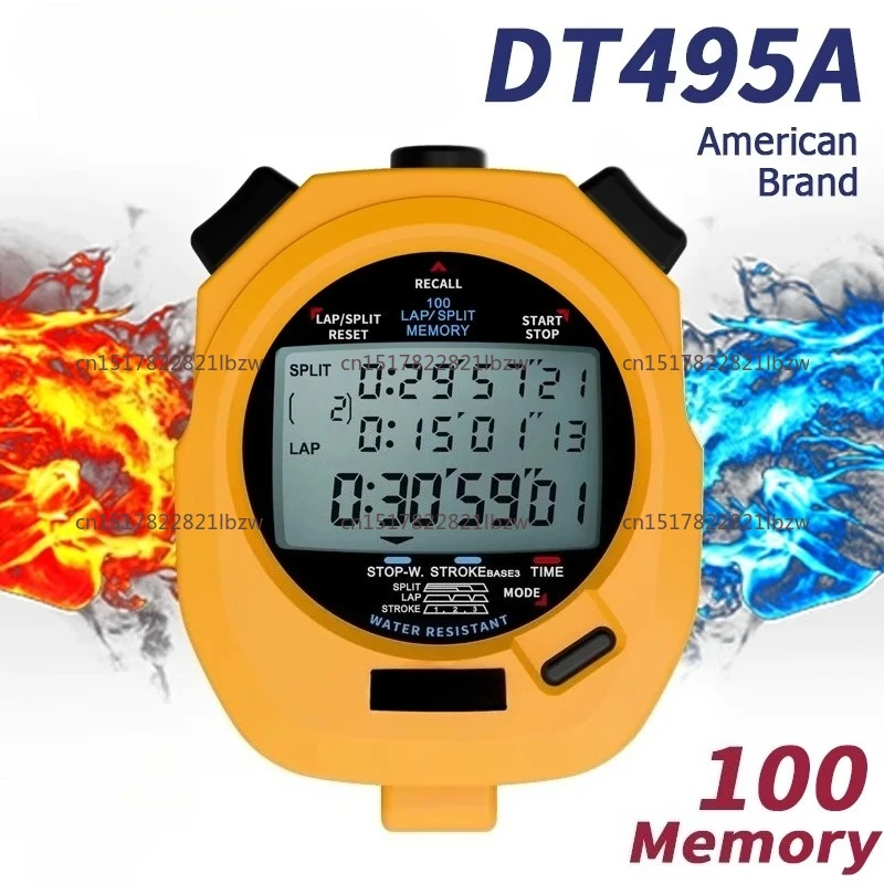 DT495B three rows of 100 memory stopwatch competition special coach referee waterproof