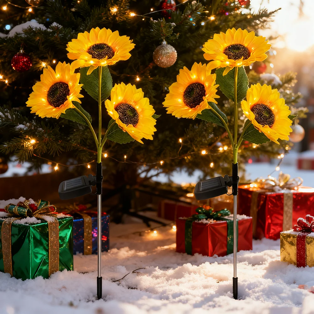 

1 шт./2 шт. солнечные садовые фонари с подсолнечником, уличные, 3 головки, солнечные фонари с подсолнечником, светодиодные солнечные фонари для домашнего крыльца, двора, газона