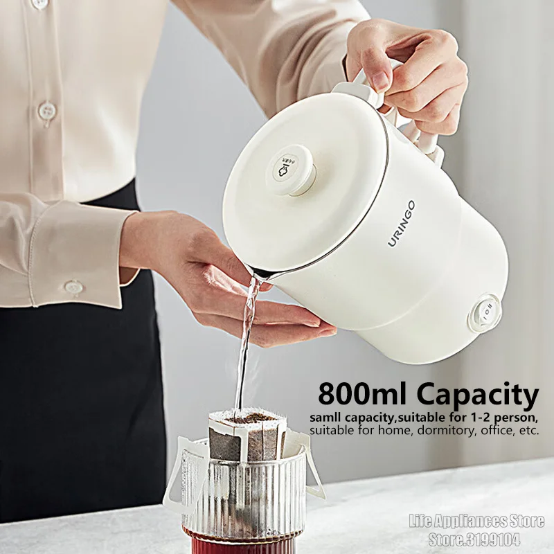 URINGO Foldable Electric Cooker 220V Multifunctional Cooking Pot Portable Water Kettle For Travel Office 800ML Stainless Steel