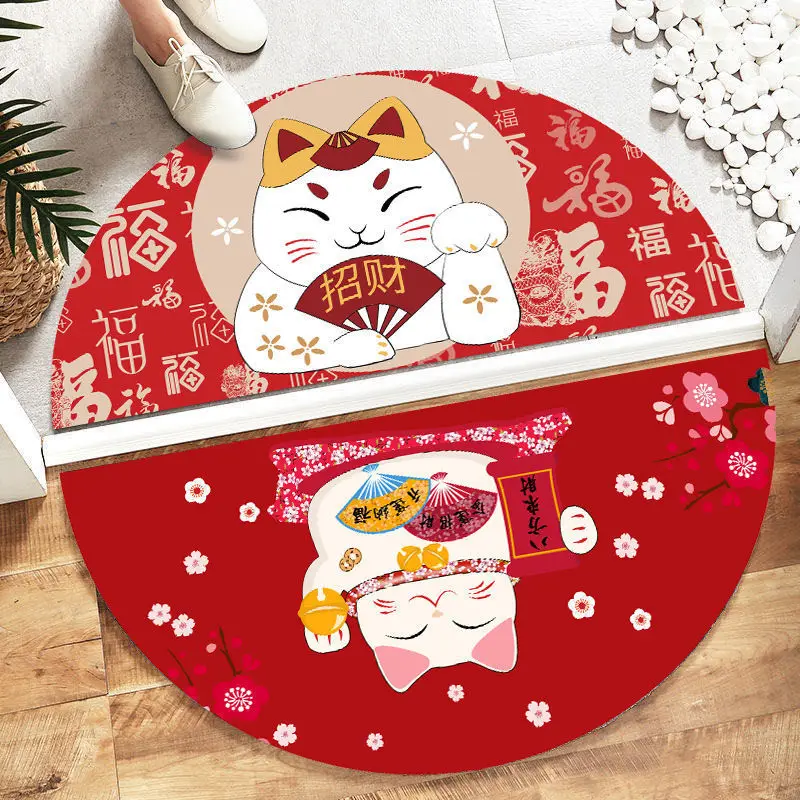 Cartoon Lucky Cat Welcome Entrance Doormats Good Fortune Rug Soft Door Mat Balcony Bathroom Floor Mat Happiness Carpets