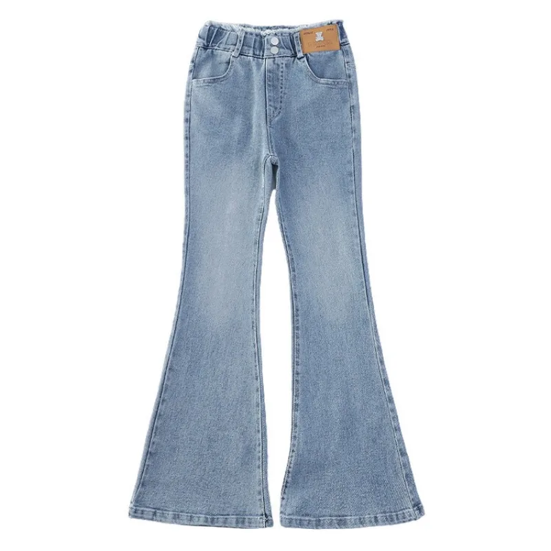 UNITIM Kinder Mädchen Schlaghosen 2026 Herbst 3-14 Jahre Kinder Mädchen Einfache Denim-Hosen Elastischer Bund Junge Teenager Mädchen Jeans – Detail 6