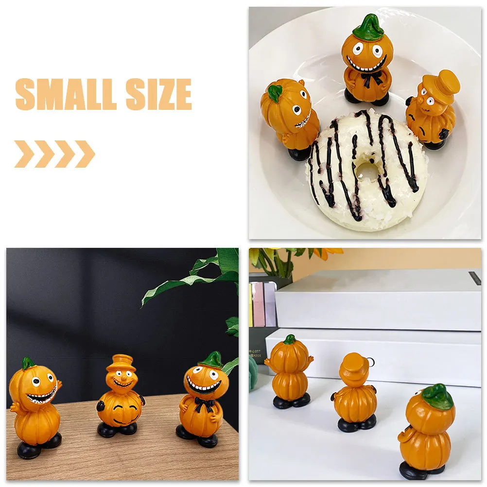 

3 Pcs Halloween Decor Pumpkin Figurine Mini Pumpkins Indoor Decorations for Home Top Hat Resin Props