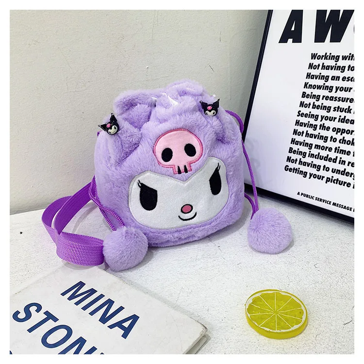 Oryginalne torby na ramiฤ Sanrio ze sznurkiem Kuromi Melody Cinnamon Cute Cartoon pluszowa torba na ramiฤ dziewczyny prezenty urodzinowe torebka