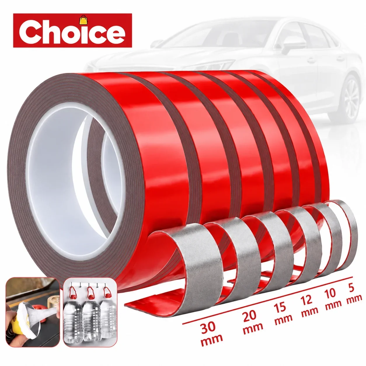 300cm Heavy Duty Acrylic Foam Double Sided Tape, Extra Strong Waterproof Adhesive Tape for Bathroom Shelf Car Trim Mounting