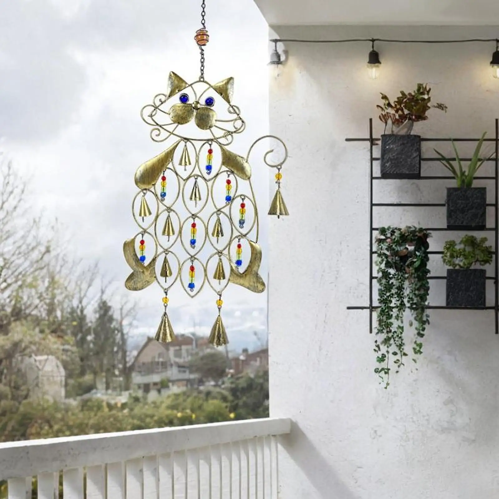 

Cat Wind Chime Festival Gift Grandma Metal Windchime for Home Patio Balcony