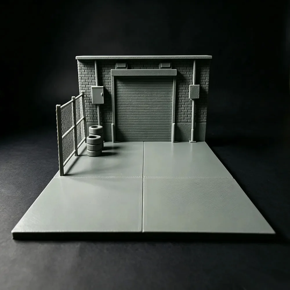 1:64 Miniatur-Reparaturwerkstatt Parkplatz-Szenerie Automodell Diorama Straße 3D-Gedrucktes DIY Blanko-Modell Desktop-Ornamente – Detail 3