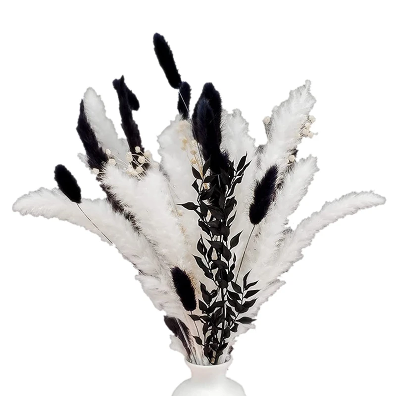 Pampas Grass, Charm Pampas Grass Decor For Room, Office, Party And Other Space (Black And White)