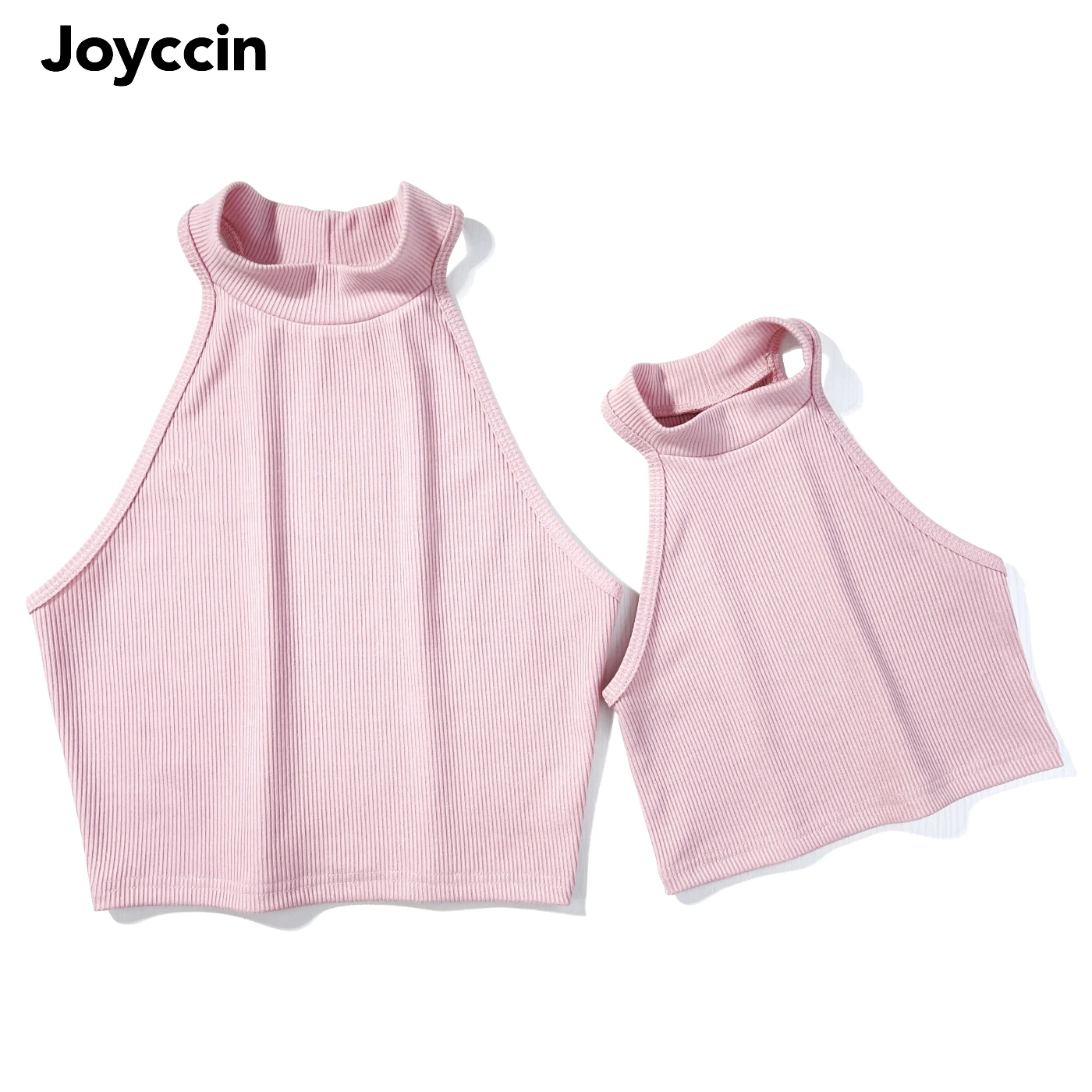 

Joyccin Women's Knitted Tank Top Halter Crop Rib Mother Kids Summer Casual Sleeveless Tee Half High Collar Y2K Sexy Slim Corset