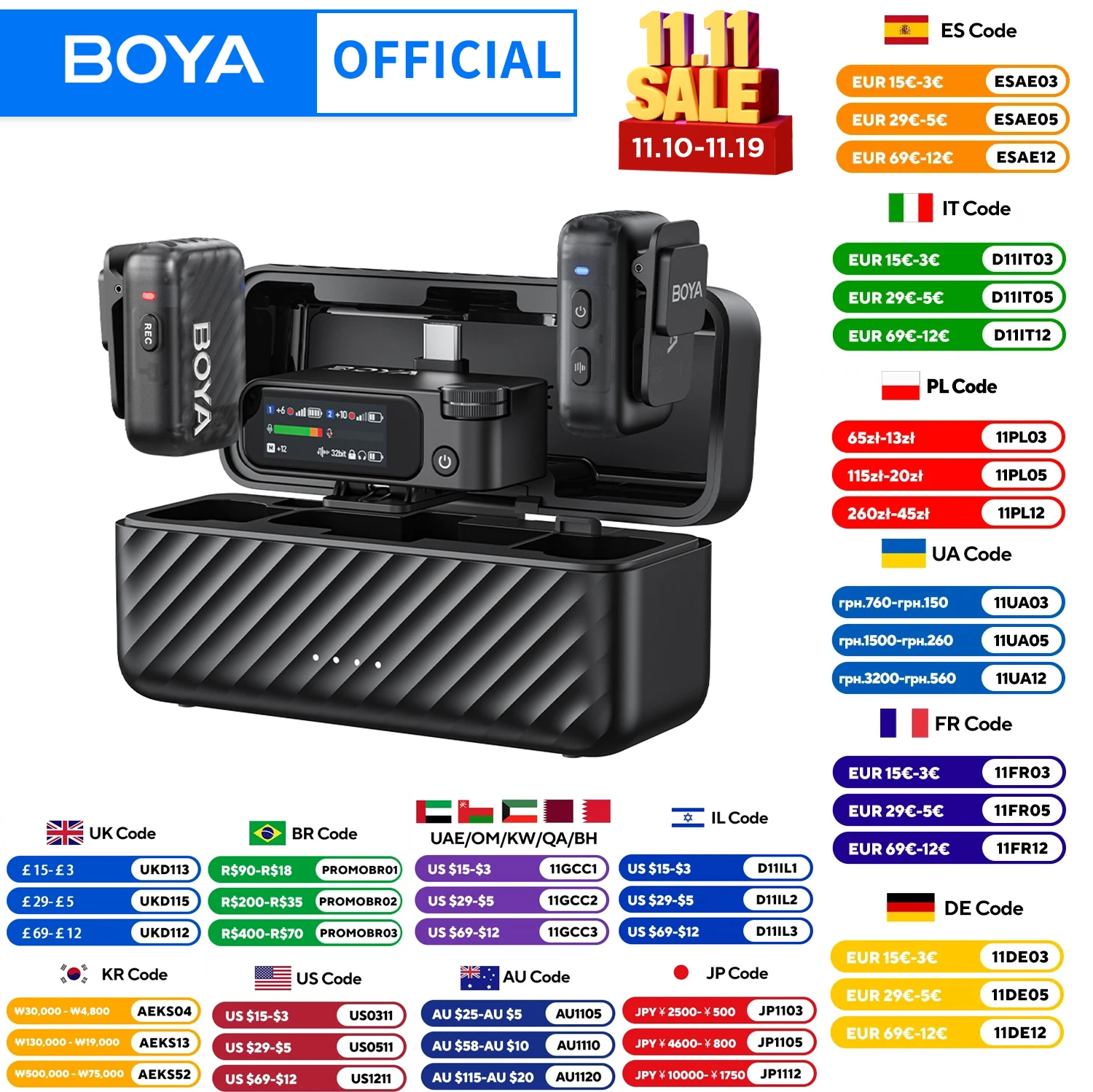 

BOYA BOYAMIC 2 Professional Wireless Lavalier Lapel Microphone for iPhone USB-C Android Camera for Live Streaming Recording Vlog