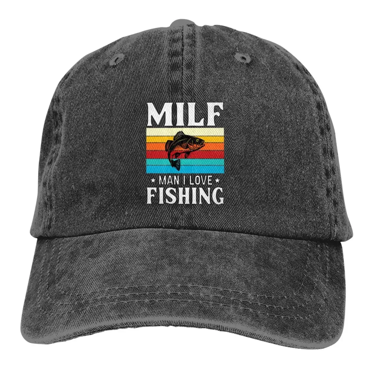 MILF- Man I Love Fishing Angler Spirit Unisex Style Baseball Caps Distressed Hats Cap Vintage Unstructured Soft Headwear