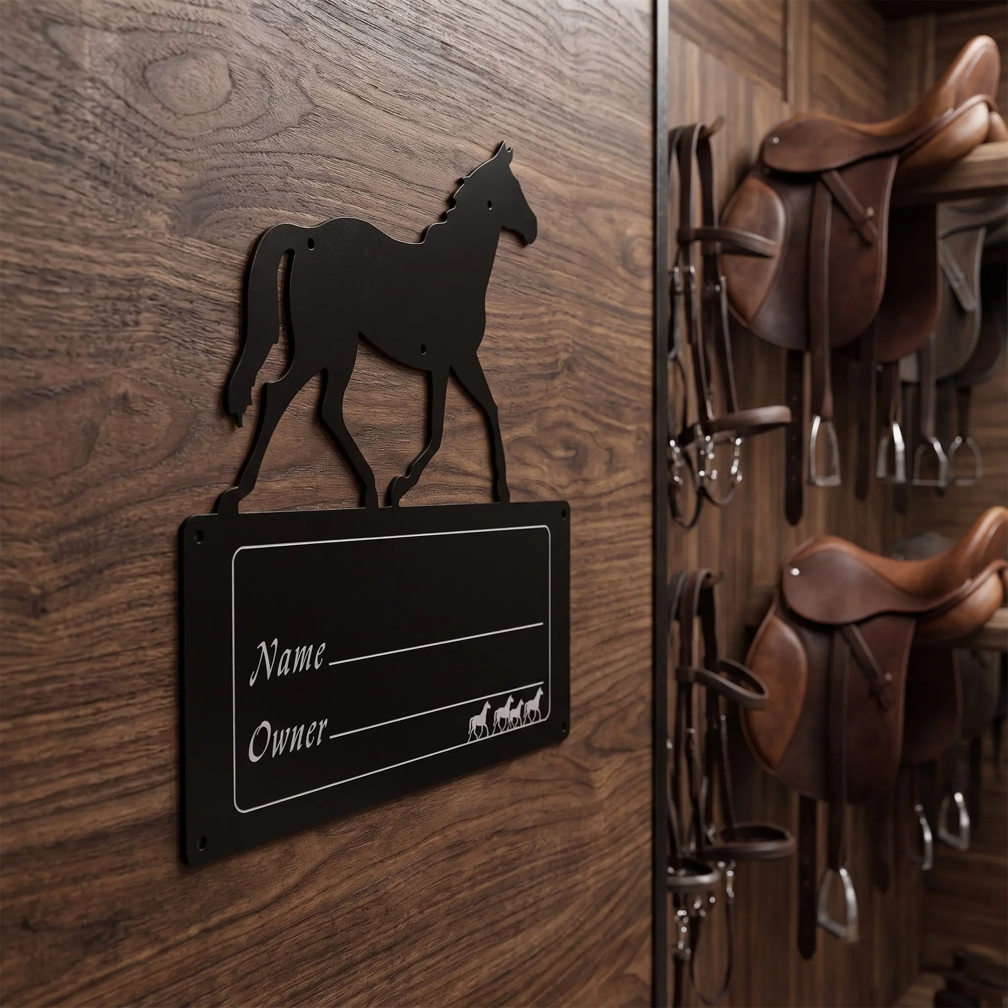 Waterproof Horse Stall Name Plate Rustproof Engraved Stable Door Sign Outdoor Barn Horse Identification Plaque for Ranch
