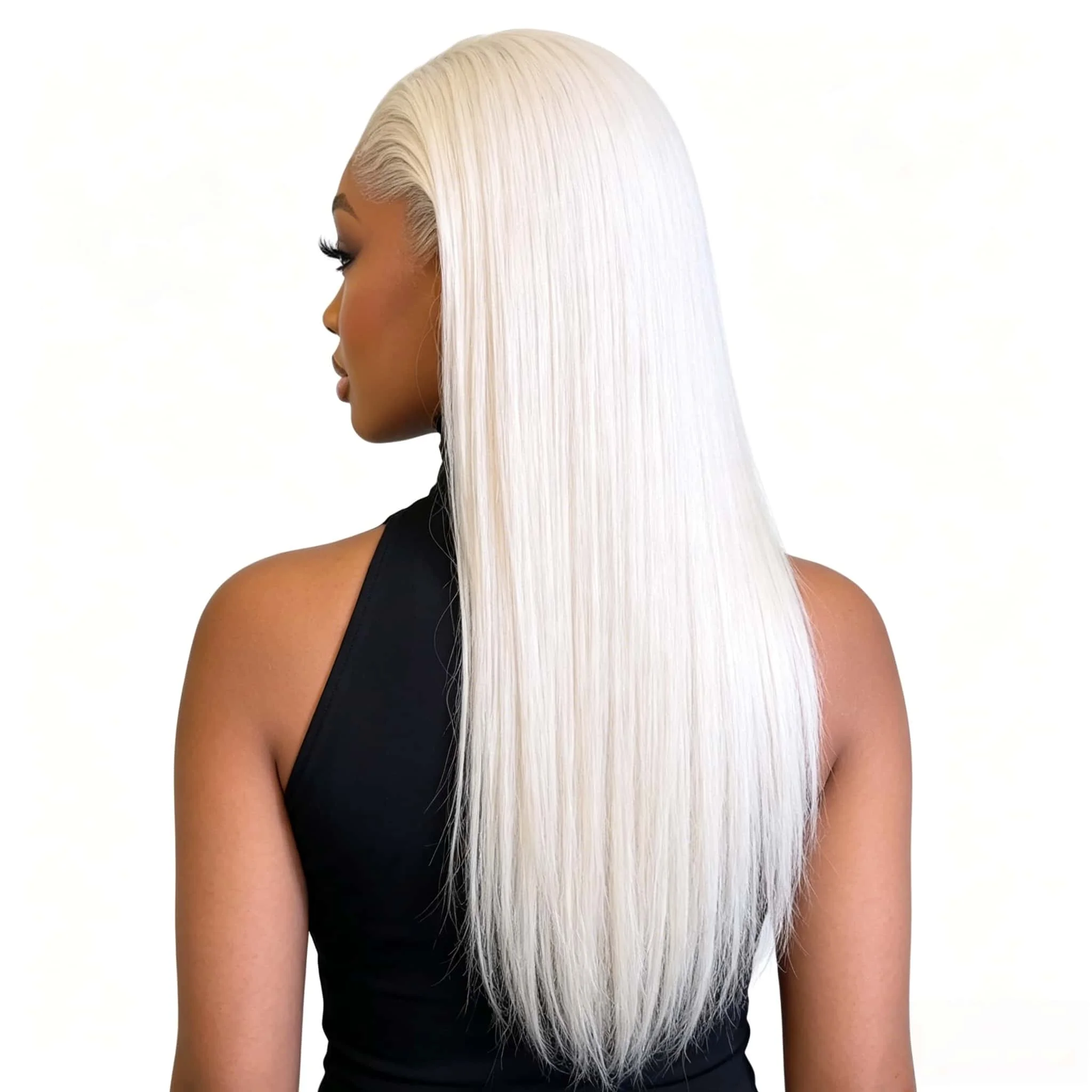 Platinum 13x4 13x6 HD Lace Frontal Human Hair Wigs #60 Pre-Plucking White Blonde Colored Straight Lace Frontal Wig For Women view 4
